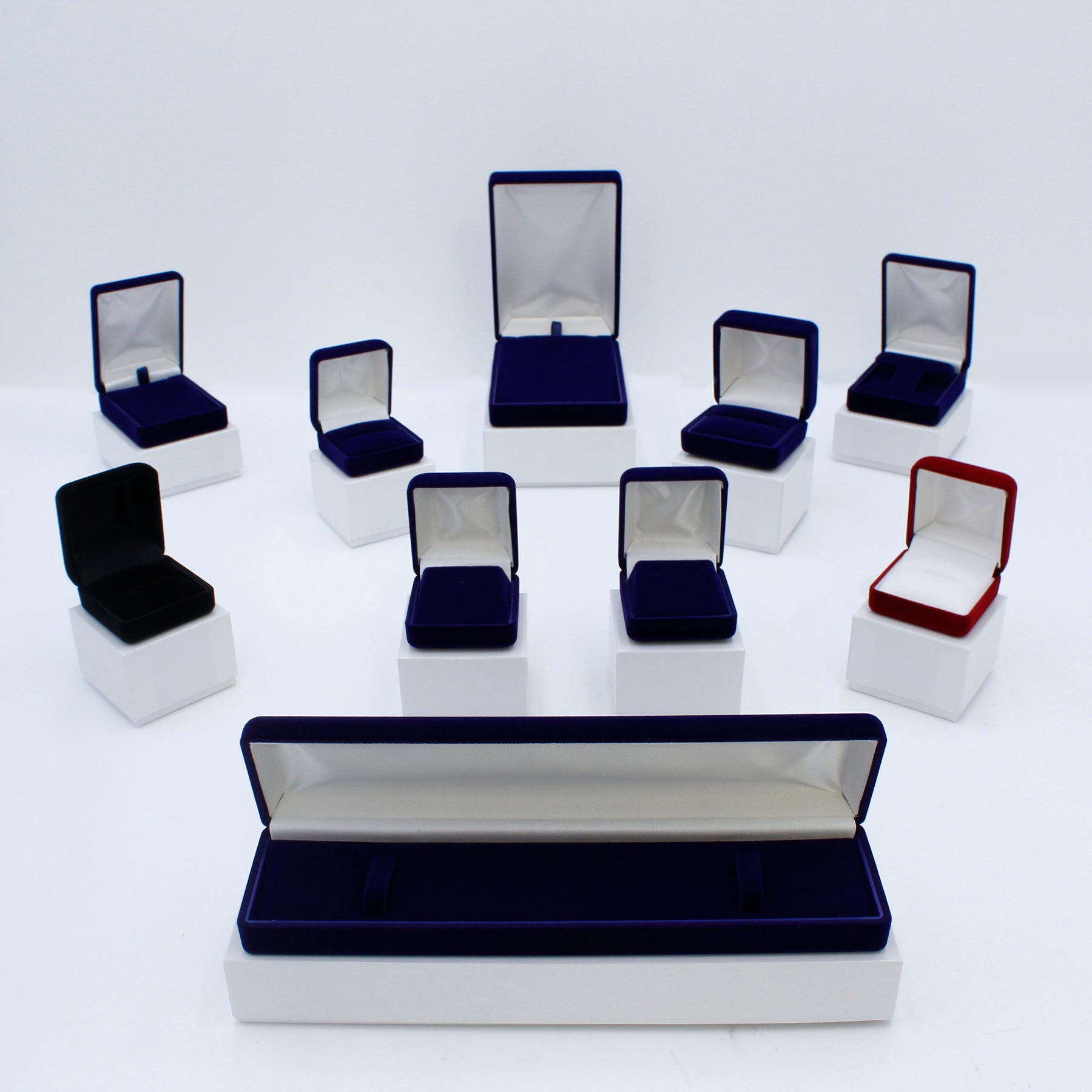 Suede Double Ring Box with White Two-Piece Packer