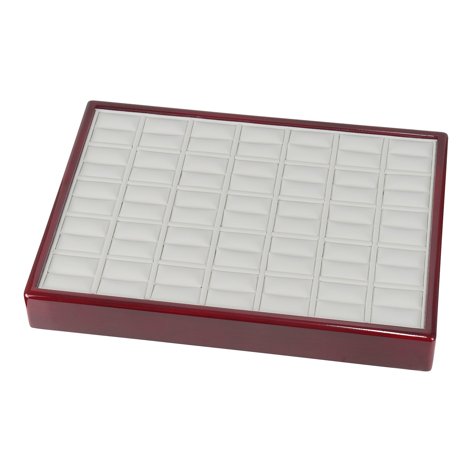 Genuine Wood Frame 35 Ring Tray with Leatherette Interior
