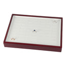 Genuine Wood Frame 56 Ring Tray with Leatherette Interior