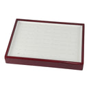 Genuine Wood Frame 56 Ring Tray with Leatherette Interior