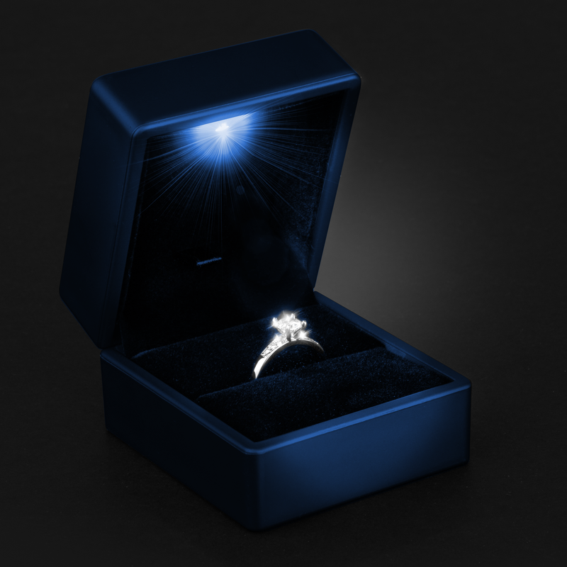 Electric Blue Matte LED Ring Box