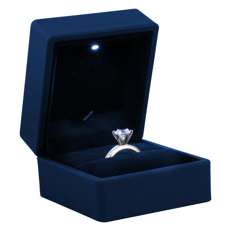 Electric Blue Matte LED Ring Box