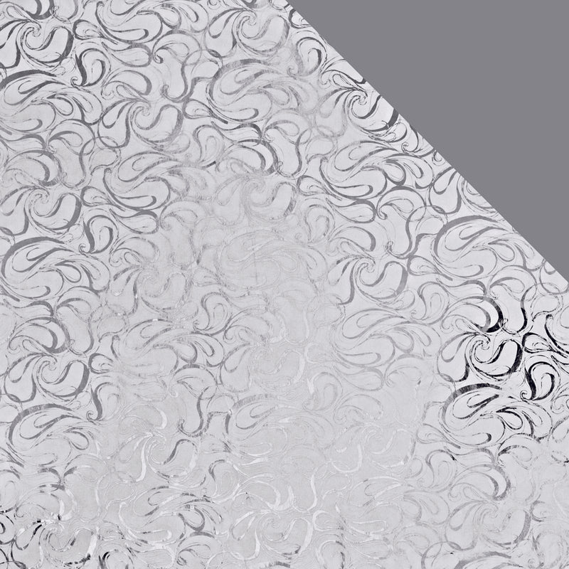 White and Silver Metallic Swirls Two-Sided Wrapping Paper