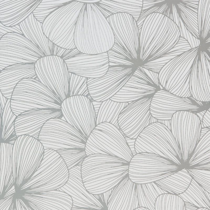 White and Silver Metallic Flower Outlines Wrapping Paper