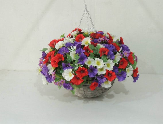 Bouquet of Faux Flowers in a Basket with Hook