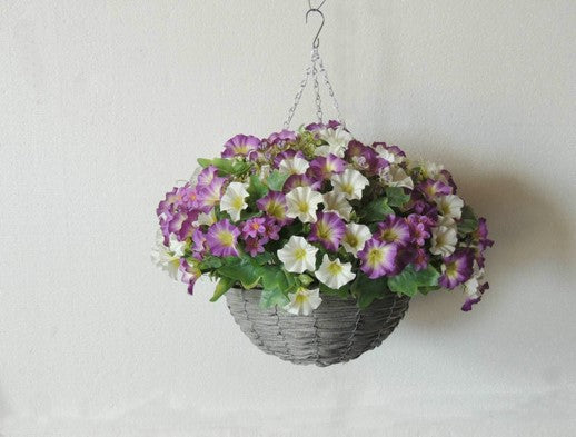 Bouquet of Faux Flowers in a Basket with Hook