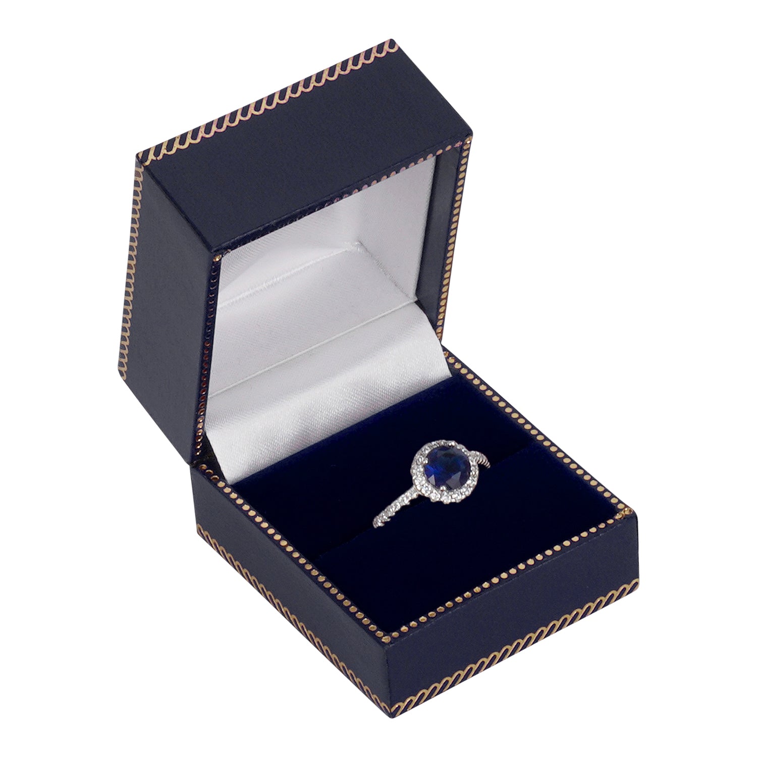 Leatherette Single Ring Box with Matching Insert and White Window