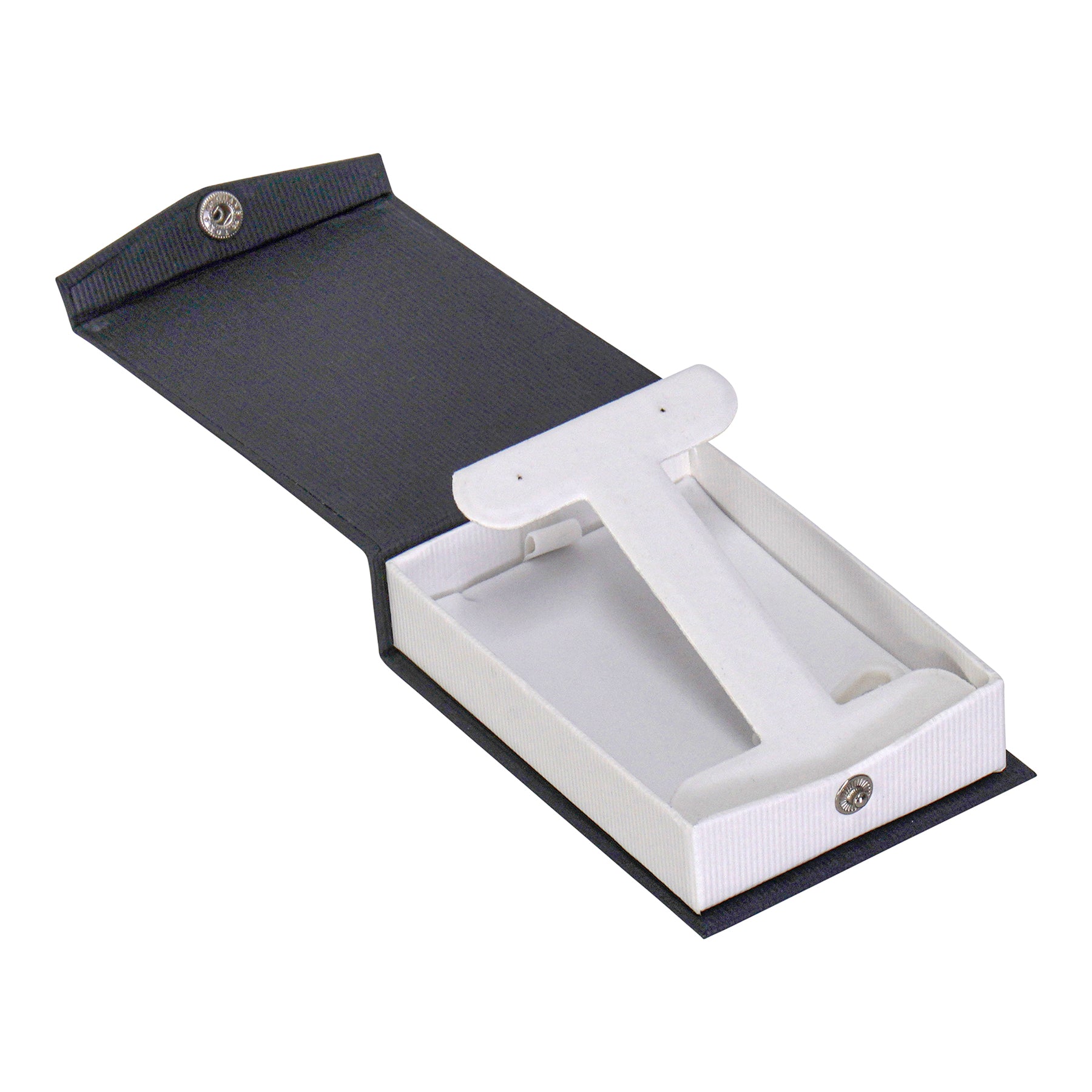 Textured Paper Covered Large French Clip Earring Box with White Insert