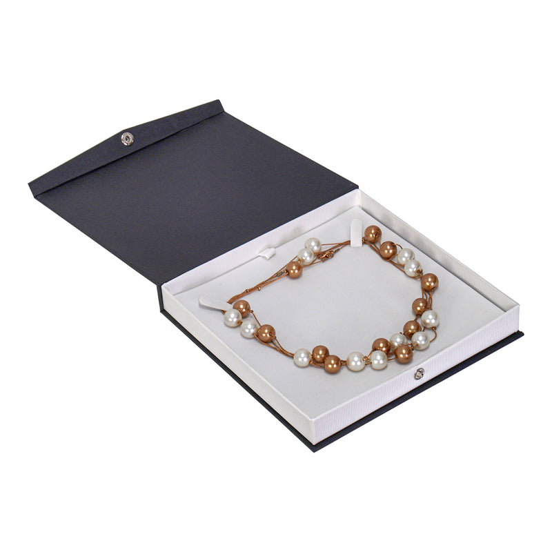 Textured Paper Covered Pearl Box with White Insert