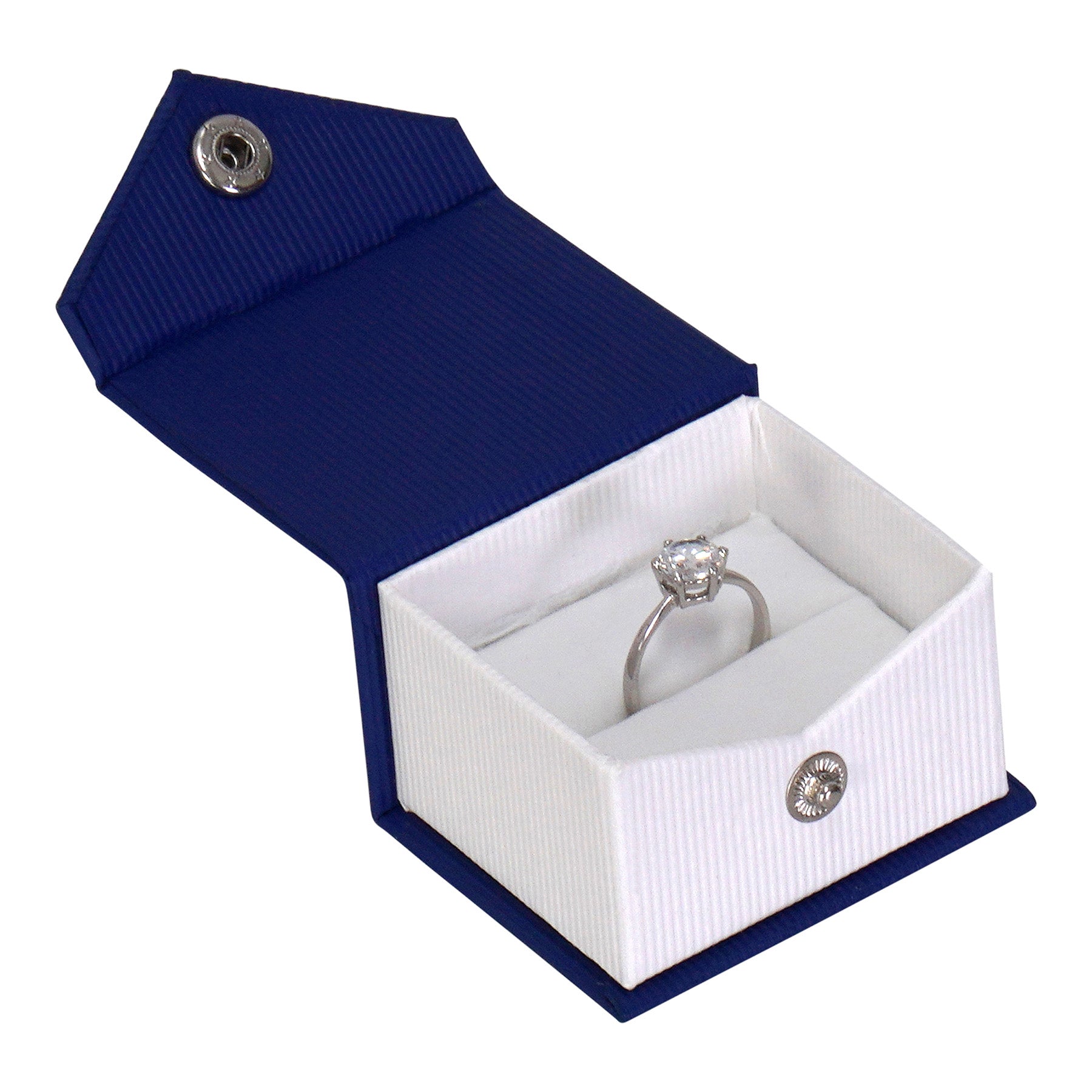 Textured Paper Covered Single Ring Box with White Insert