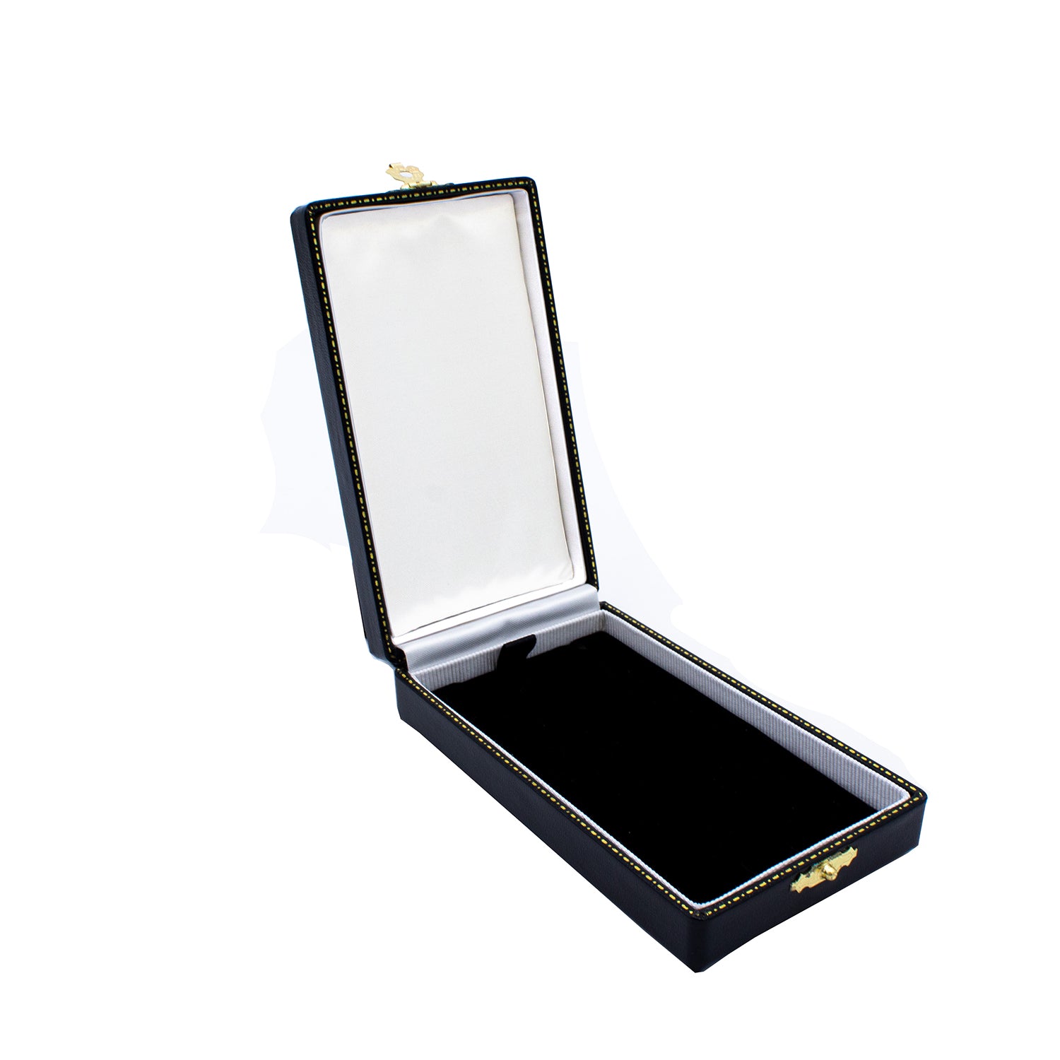 Antique Look Leatherette Wide Pendant Box with Satin Inner Lid