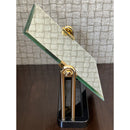 Elegant Jewelry Display Mirror with Black & Gold Stand