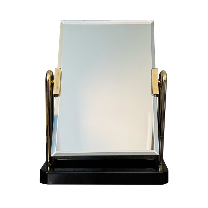Elegant Jewelry Display Mirror with Black & Gold Stand