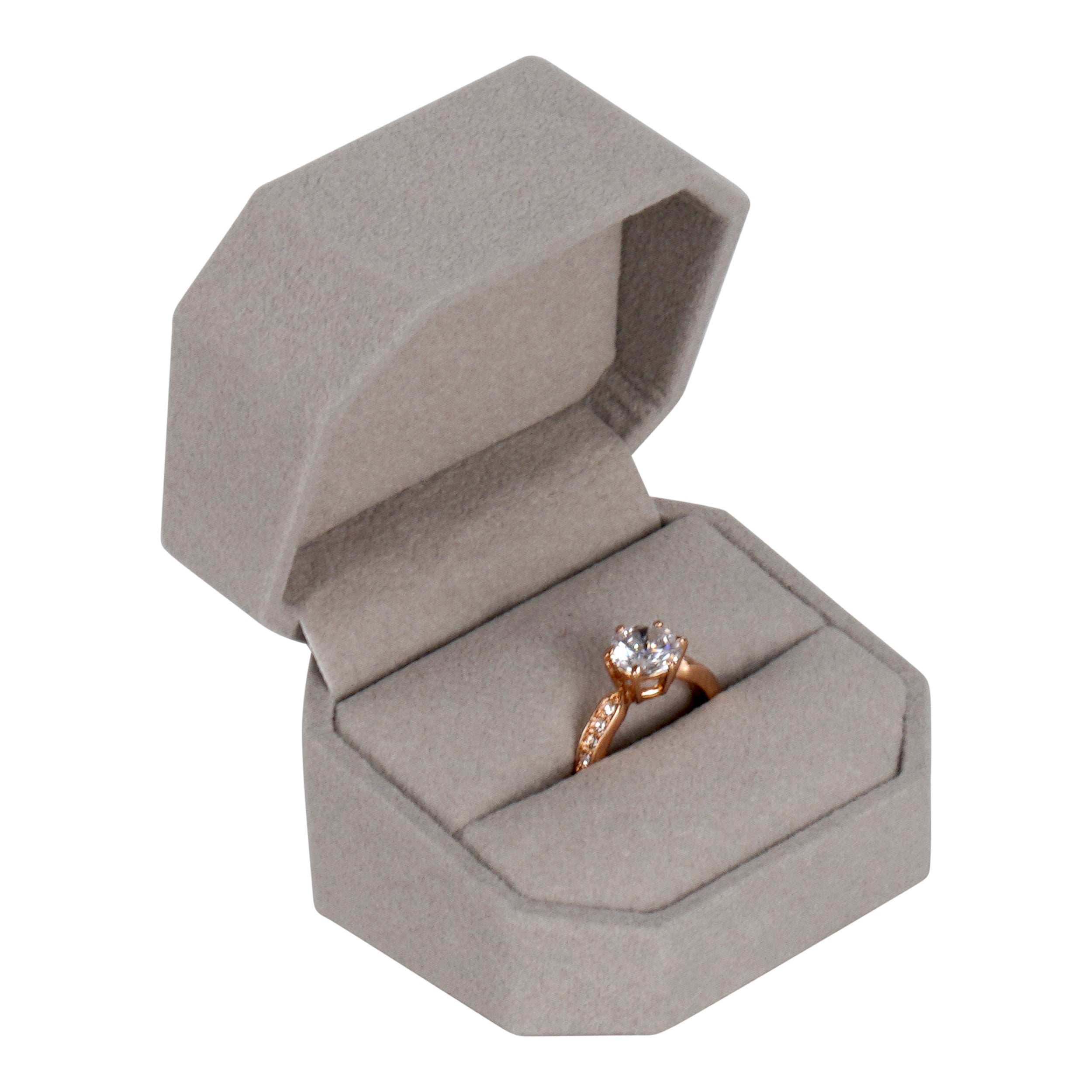 Single Ring Box Wrapped and Lined with Rich Nova Suede