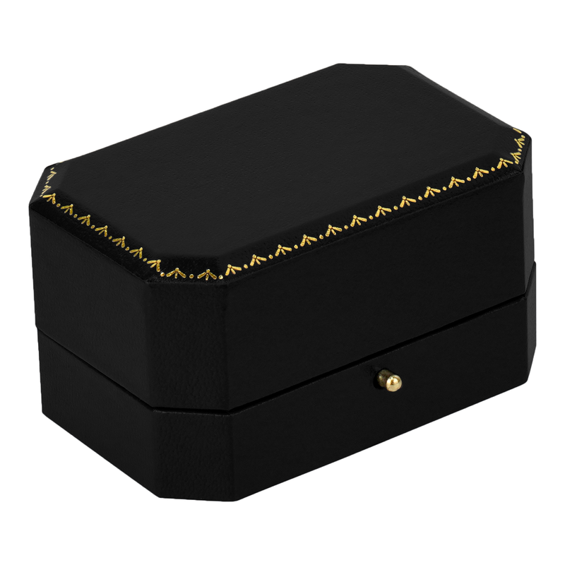 Leatherette Double Ring Box with Gold Accent and Matching Insert