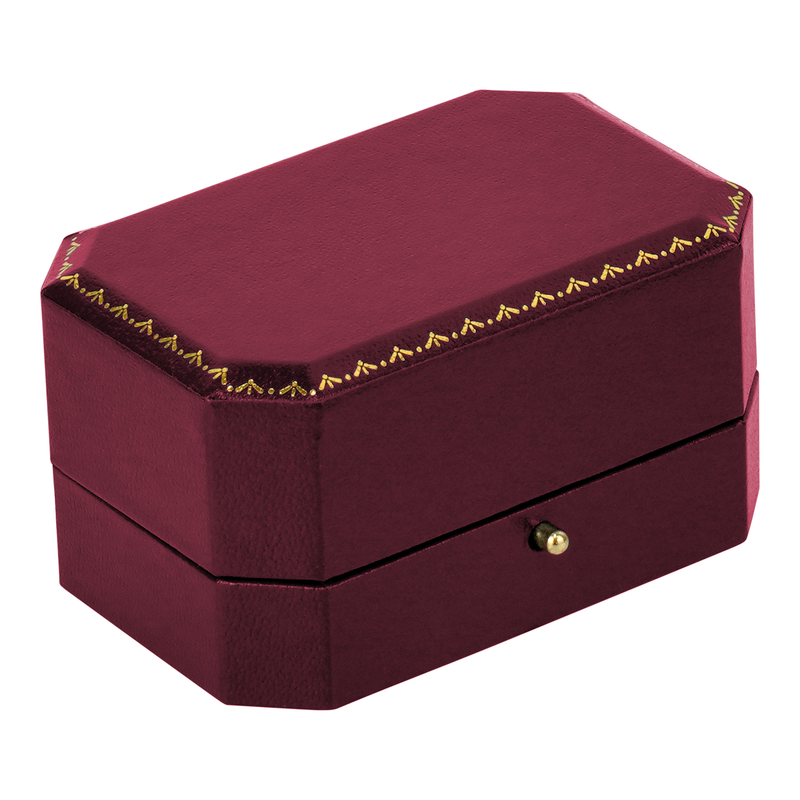 Leatherette Double Ring Box with Gold Accent and Matching Insert