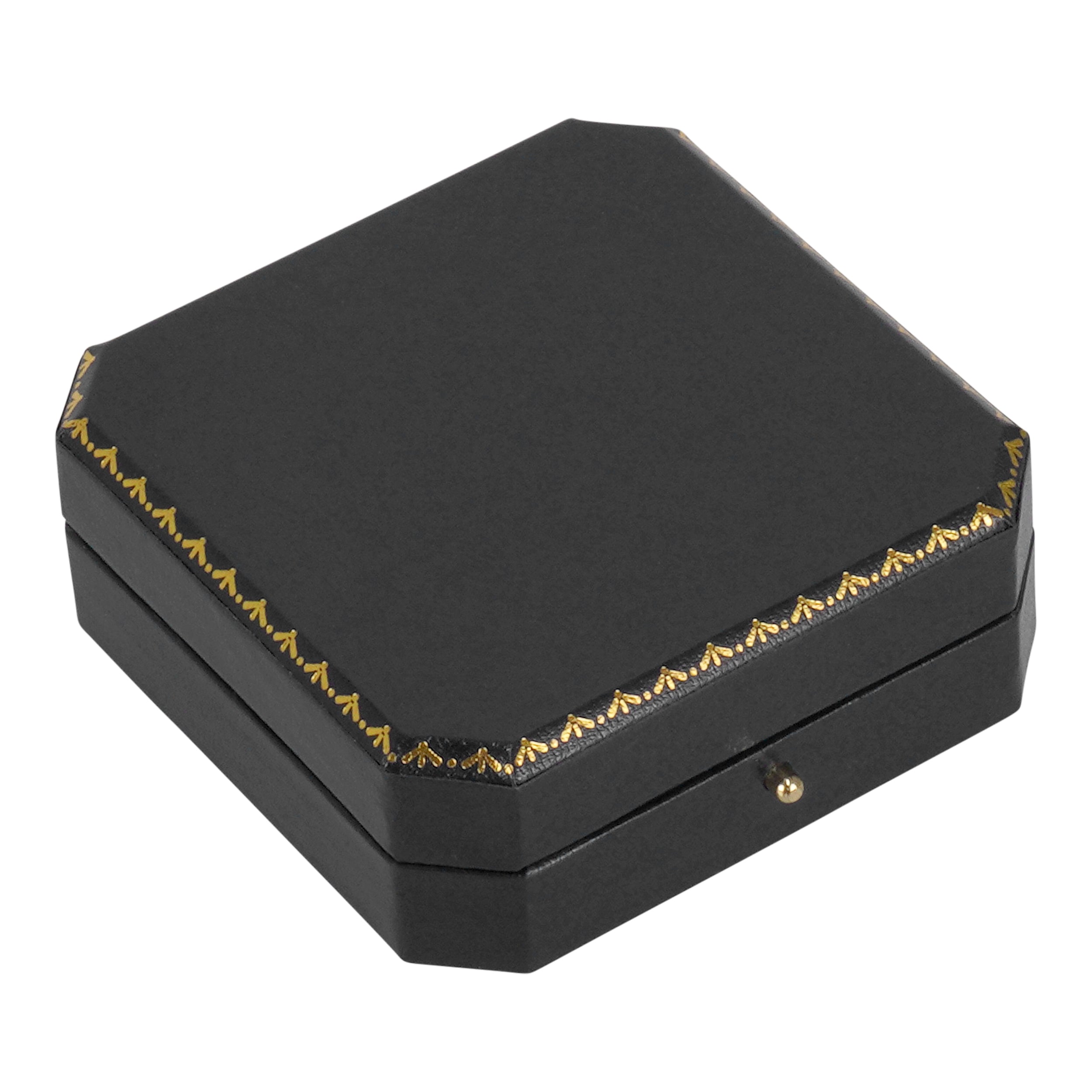 Leatherette Pendant or Earring Box with Gold Accent and Matching Insert