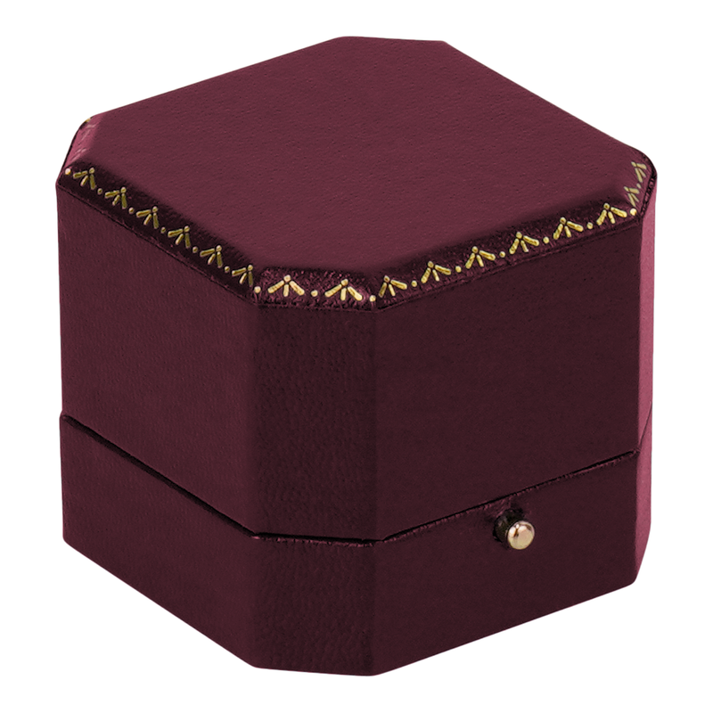 Leatherette Single Earring Box with Gold Accent and Matching Insert