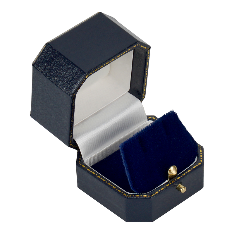 Leatherette Single Earring Box with Gold Accent and Matching Insert