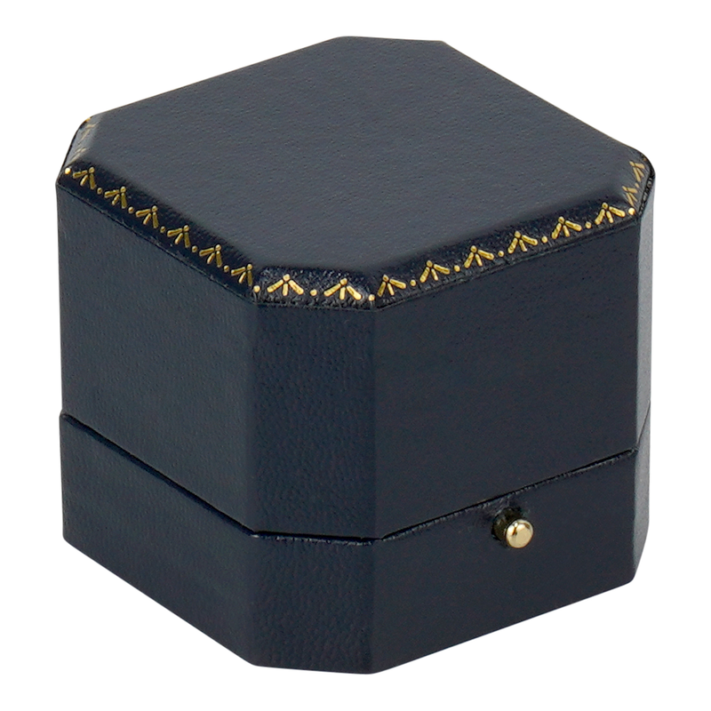 Leatherette Single Earring Box with Gold Accent and Matching Insert