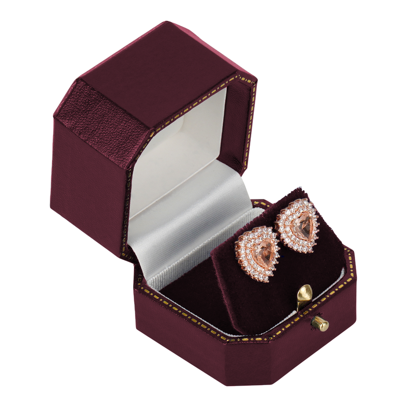 Leatherette Single Earring Box with Gold Accent and Matching Insert