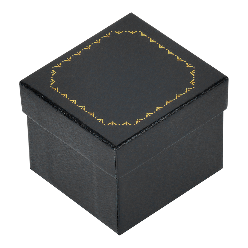 Leatherette Single Ring Box with Gold Accent and Matching Insert