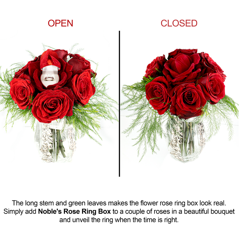 The Noble Rose Red Ring Box with LED Light