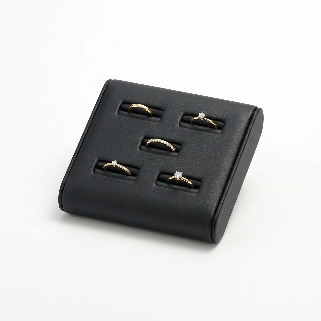 Champagne Leatherette 5 Ring Display