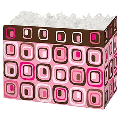 Chocolate and Pink Mod Squares Gift Basket Boxes