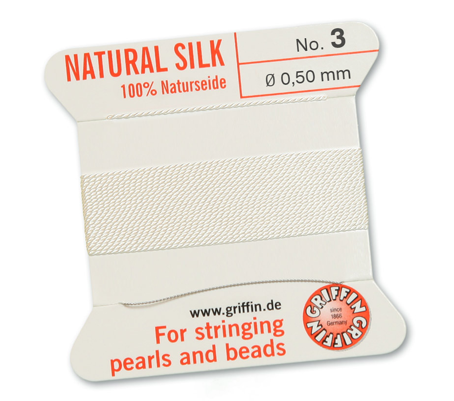 White Griffin Bead Cord - Silk
