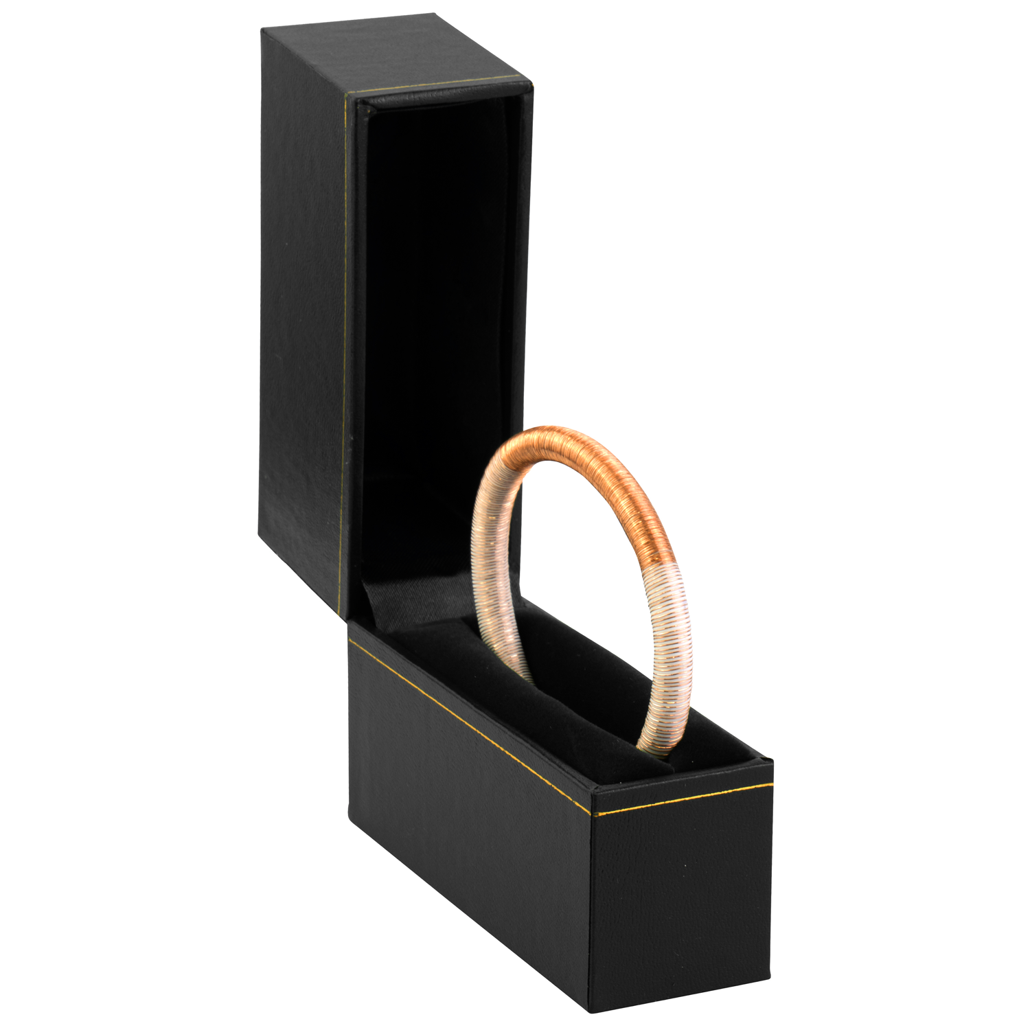 Paper Covered Standing Bangle Box with Gold Accent