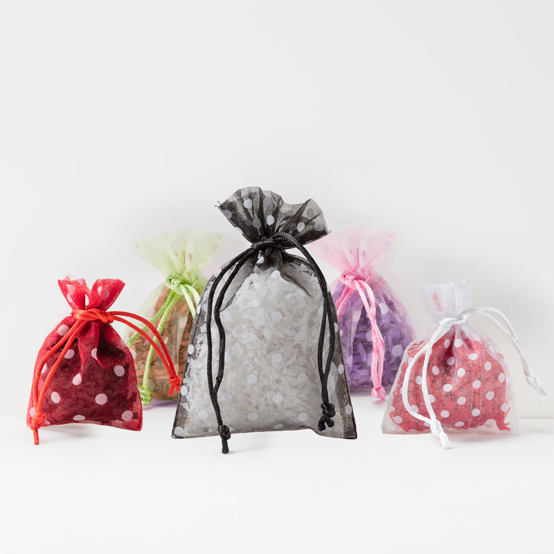 Organza Drawstring  Pouch with Polka Dots