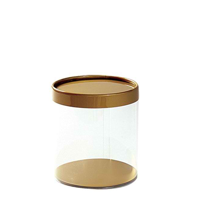 Clear Round Container with Gold or Silver Base and Rim