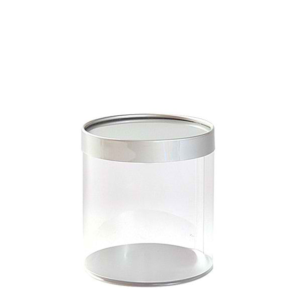 Clear Round Container with Gold or Silver Base and Rim