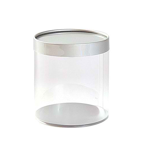 Clear Round Container with Gold or Silver Base and Rim
