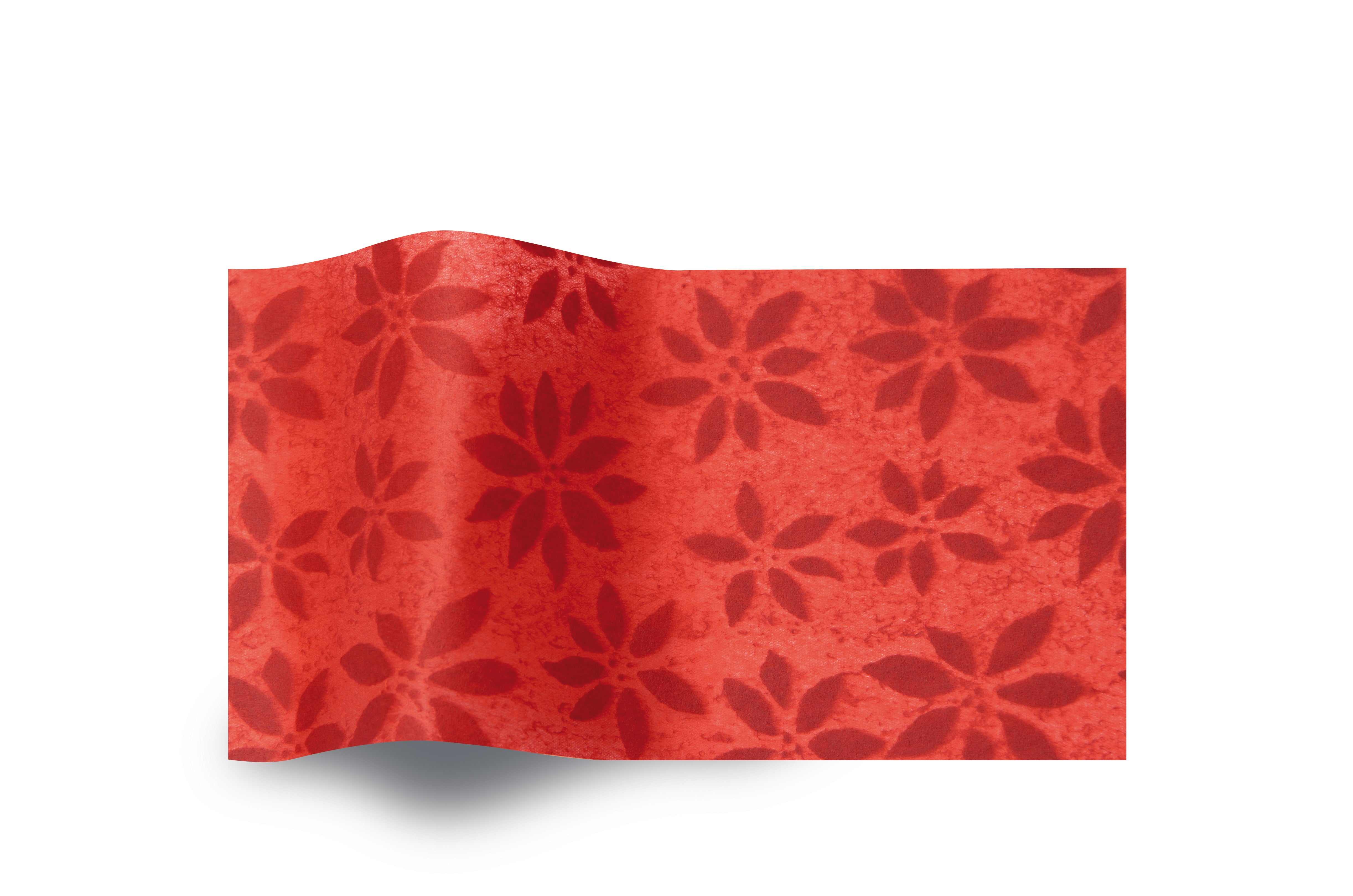 Red Poinsettia Printed Tissue Paper