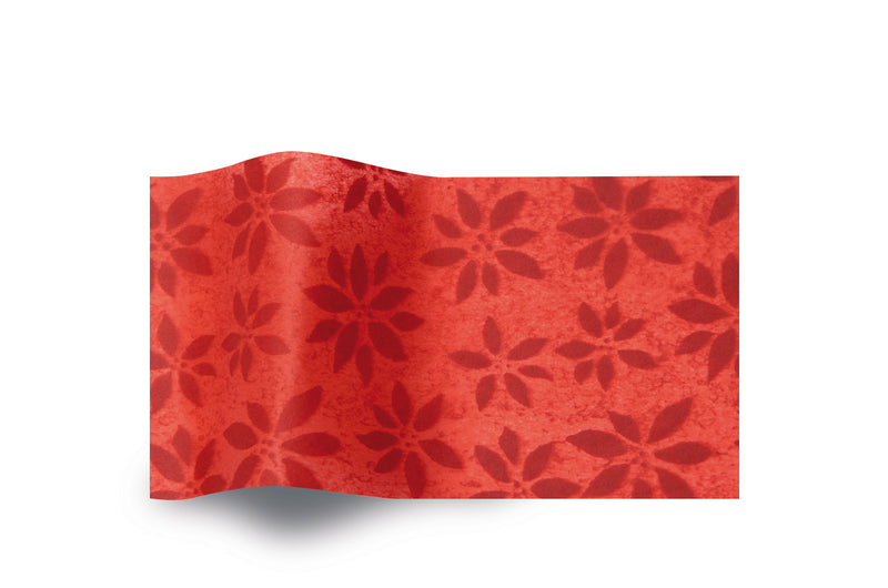 Red Poinsettia Printed Tissue Paper