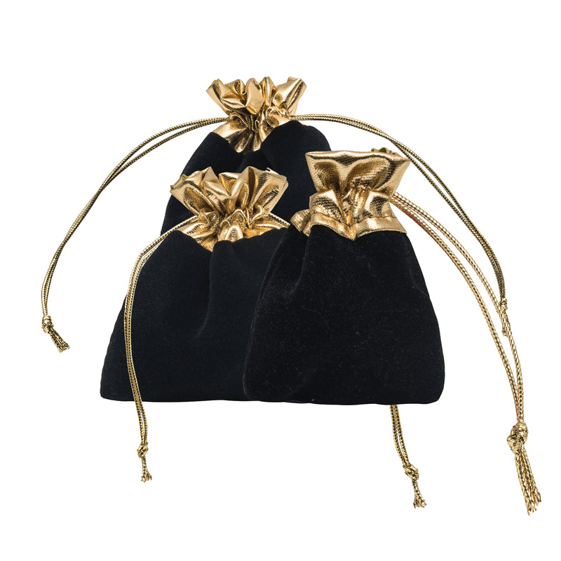 Black Velvet Pouch with Metallic Top