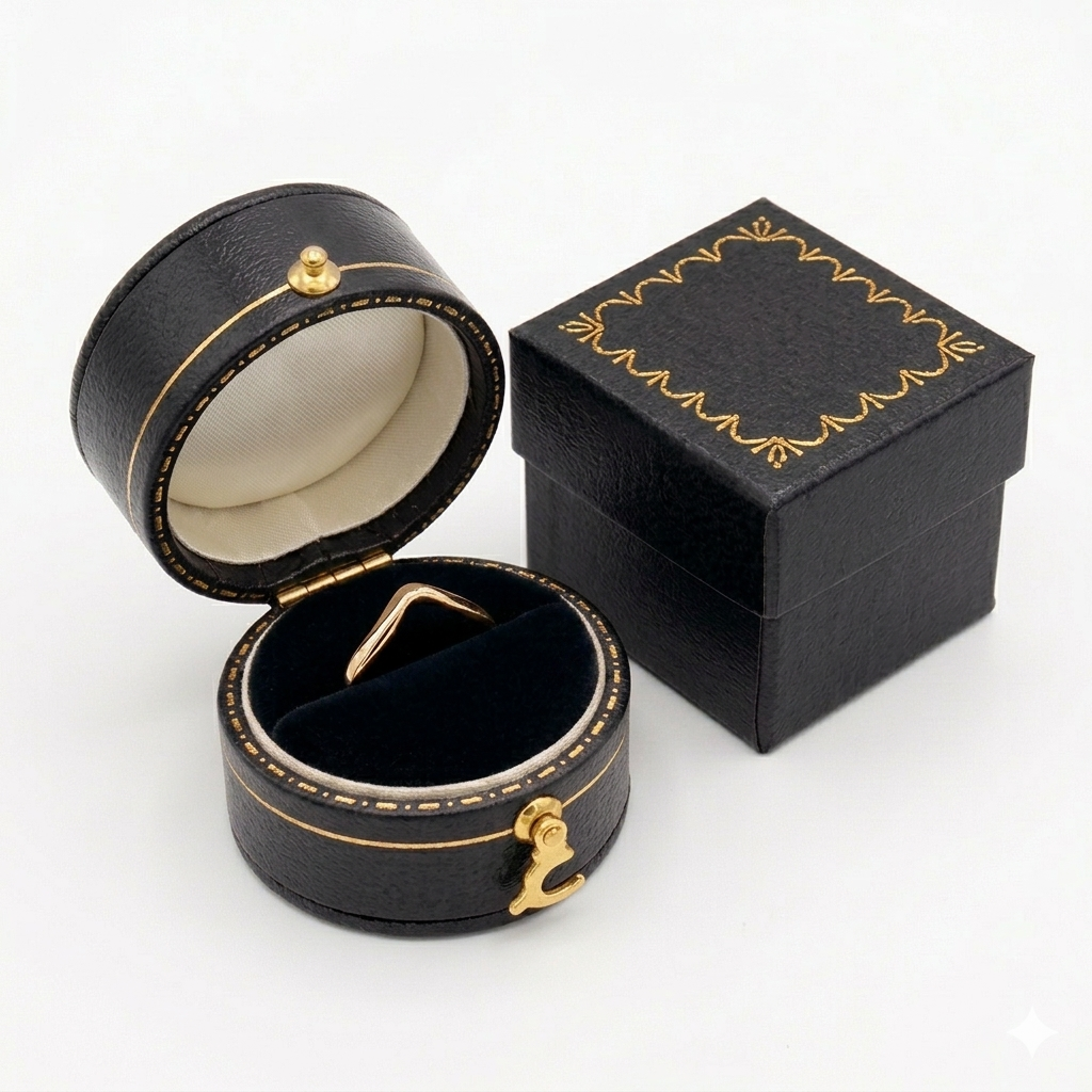 Leatherette Paper Covered Oval Shaped Single Ring Box