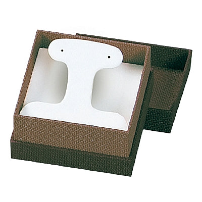 Textured Paper Covered French Clip Earring Box with White Interior
