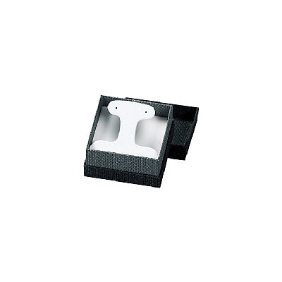 Textured Paper Covered French Clip Earring Box with White Interior