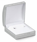 Paper Covered Hoop Earring Box with Gold Accent and White Interior