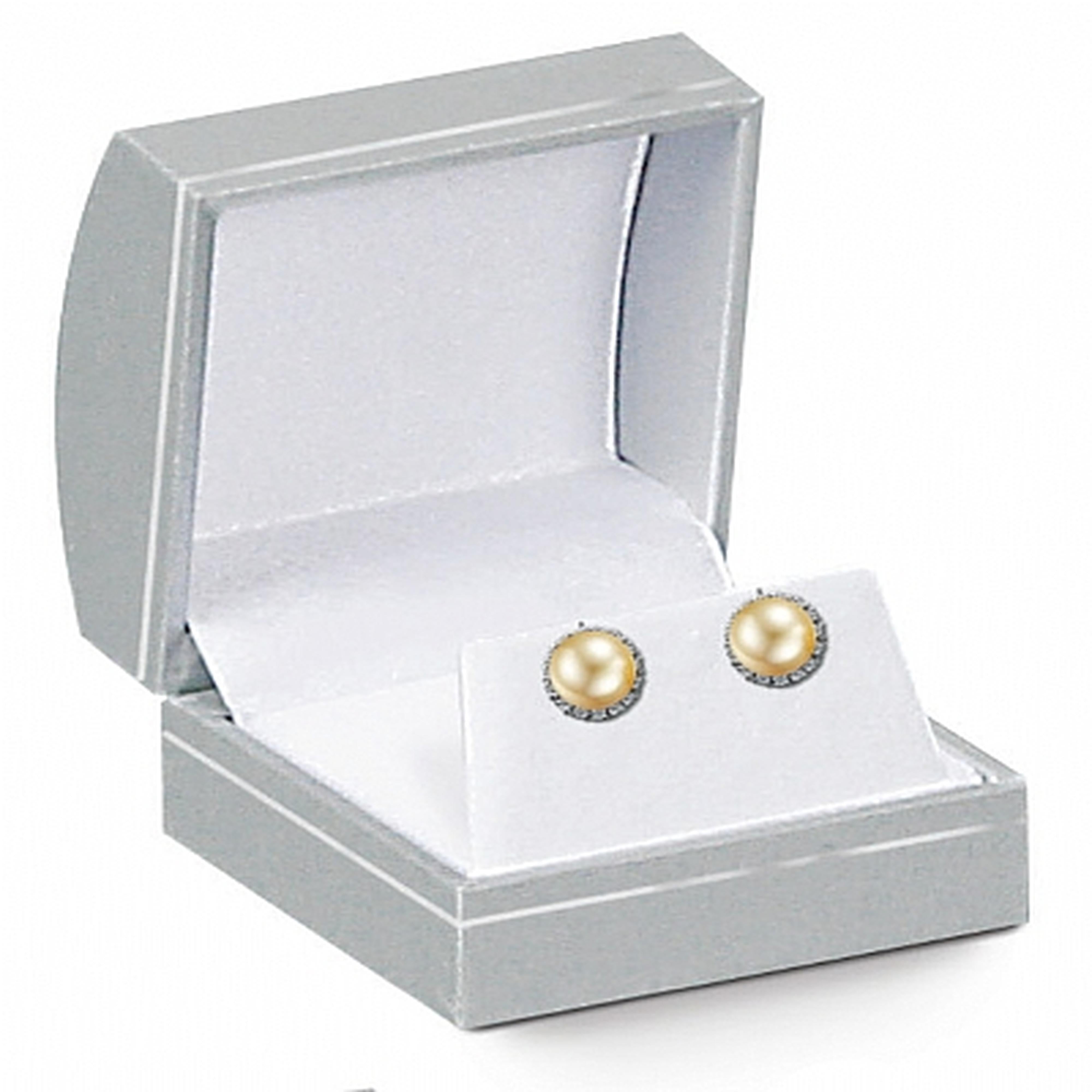 Paper Covered Single Earring Box with Gold Accent and White Interior