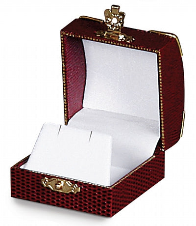 Leatherette Single Earring Box with Gold Trim and Closure