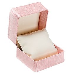 Embossed Leatherette Pillow Box with Cream Leatherette Interior