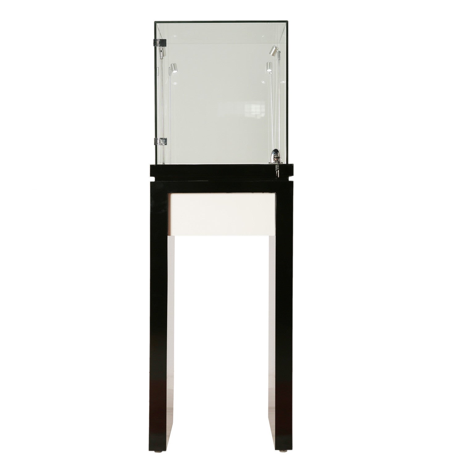 Wooden Jewelry Display Glass Showcase with White Trim