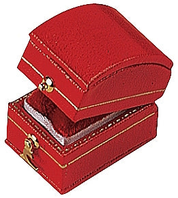 Leatherette Paper Covered  Treasure Shaped Single Ring Box with Gold Detailing, Delicate Gold Clasps, and Plush Velvet Inserts