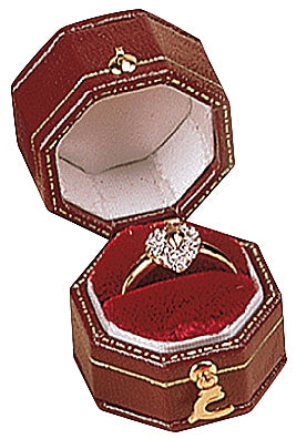 Leatherette Paper Covered Octagon Shaped Single Ring Box