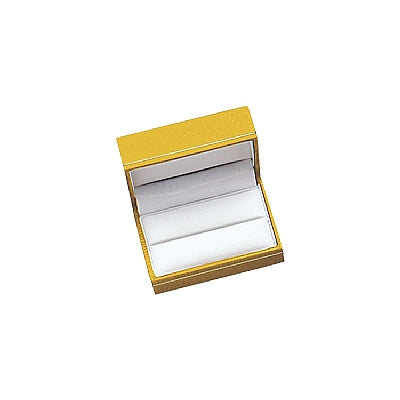Textured Leatherette Double Ring Box with Gold Accent