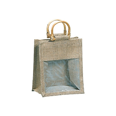 Jute Tote Bag with Clear Window